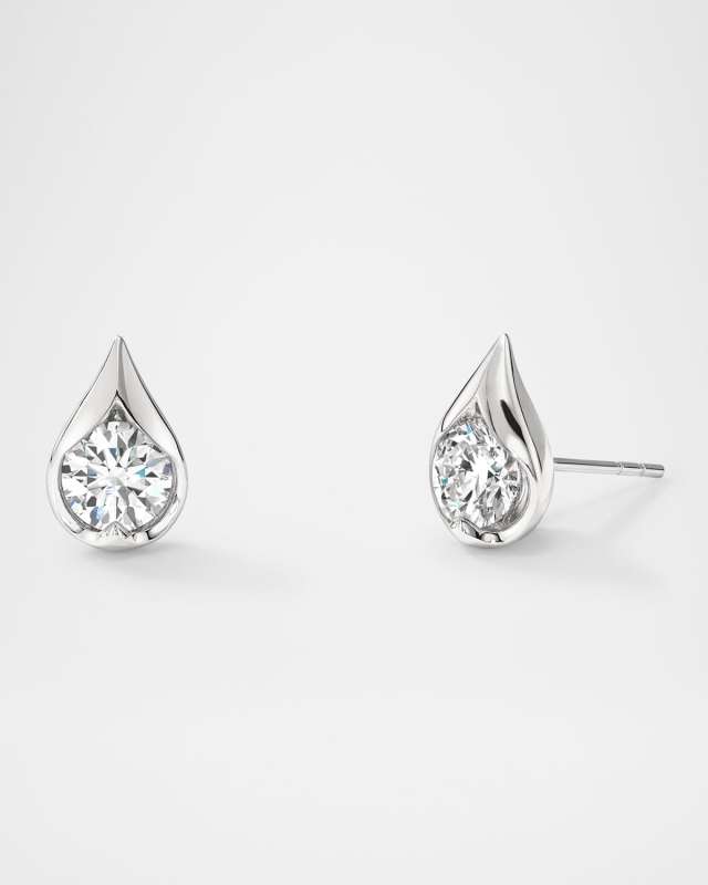 18K Yellow Gold LU Diamond Droplet Stud Earrings